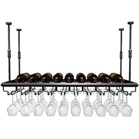 ELzEy Casier à vin Suspendu en métal, étagère à Bouteilles de vin Rouge en Fer/Support à Tasses à vin Suspendu, Hauteur de fl