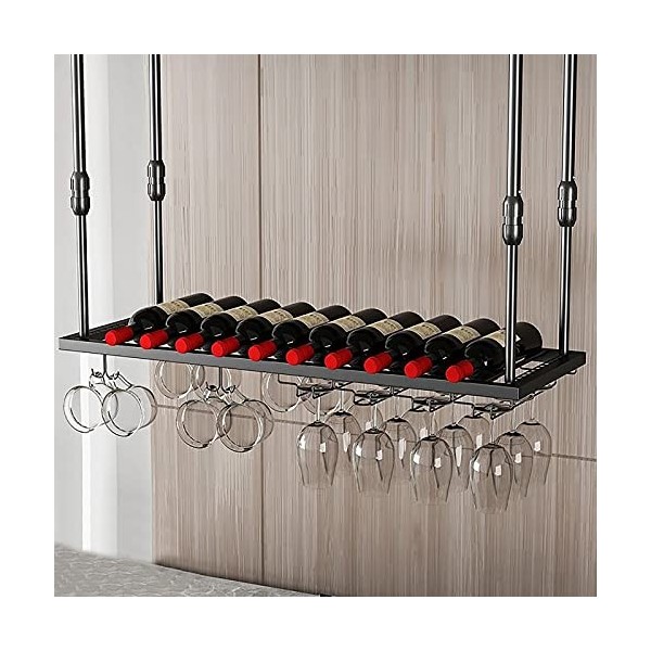 Casier à vin Casier à vin, casier à verres à vin suspendu, support de verre à vin de comptoir de bar haut de gamme de style e