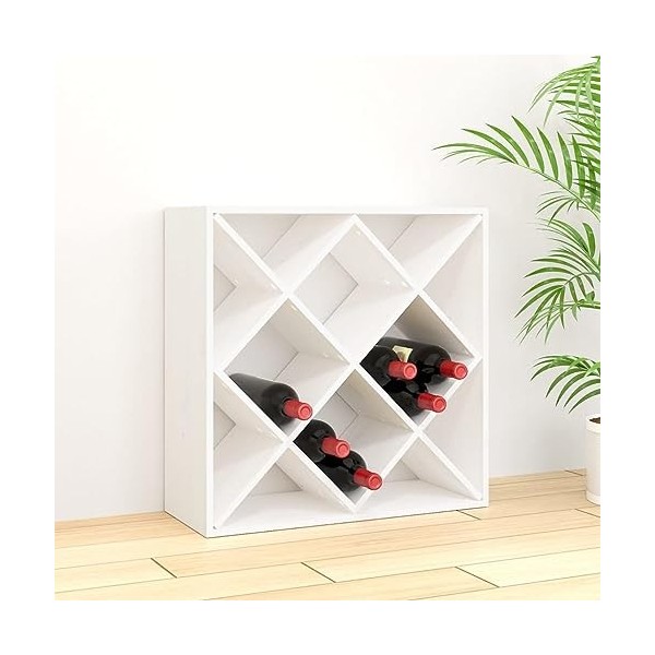 TEKEET Armoire à vin et spiritueux en pin massif Blanc 62 x 25 x 62 cm