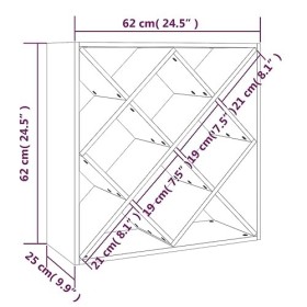 TEKEET Armoire à vin et spiritueux en pin massif Blanc 62 x 25 x 62 cm