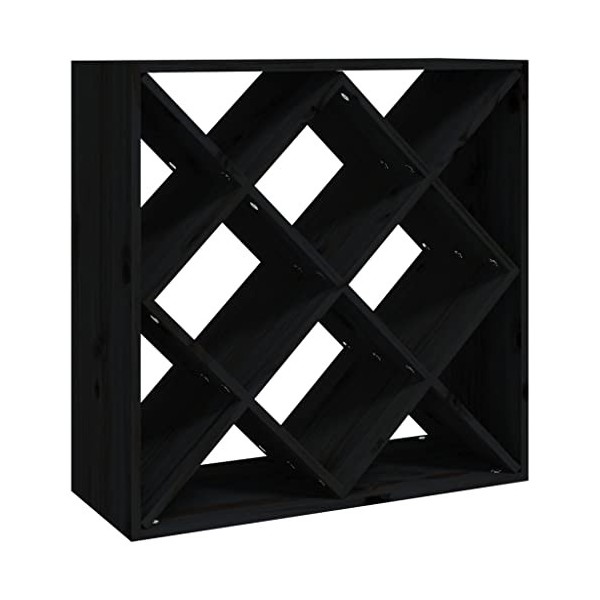 TEKEET Armoire à vin et spiritueux en pin massif Noir 62 x 25 x 62 cm