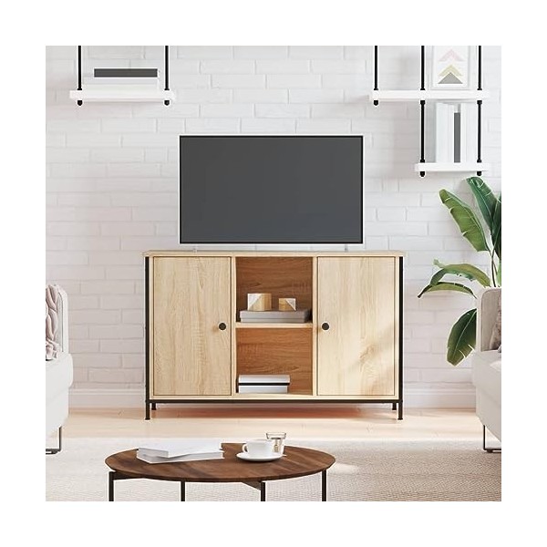 Meuble TV,Étagère TV Flottante, Support de Télévision Flottant Fixé au Mur Centre de Console Multimédia de Divertissement Gra