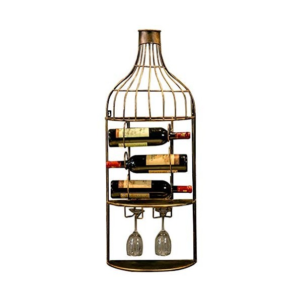 KOHARA Cadre de Verre à vin en Verre Casier à vin rétro Mural, présentoir à Verre à vin en Fer forgé, Support de décoration d