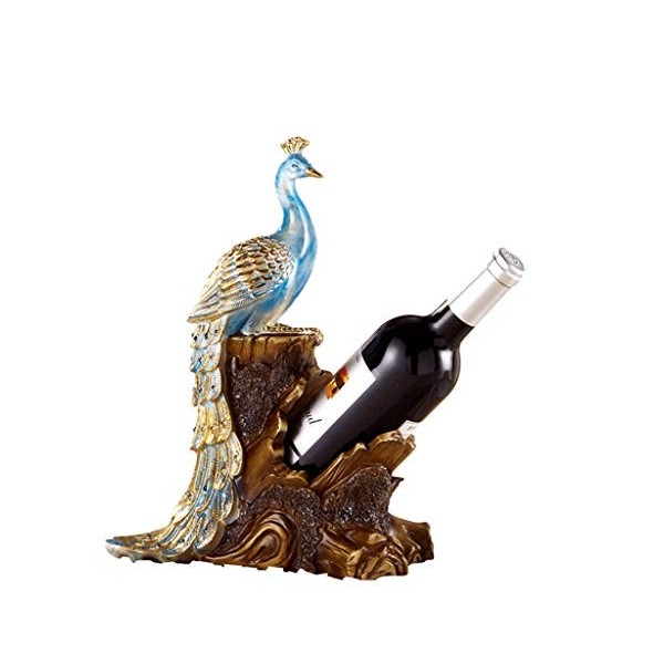 Kronleuchter Noble Bleu Paon Casier À Vin en Résine Artisanat Créativité Personnalité De Bureau Ornements Salon Cabinet À Vin