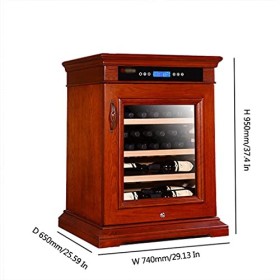 32 Bottle Pure Solid Wood Art Wine Cabinet W/Lock European Style Constant Temperature and Humidity Wine Cabinet Touch Display