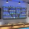ATHUAH Casier à vin Mural avec Support en Verre, étagères flottantes pour unité de Bar avec lumière LED, Support de Bouteille