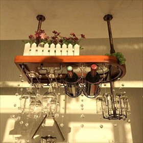 ArtRay Casier à vin/Porte-Verre à vin Suspendu en Fer Vintage/Bar à Maison créatif/Casier à vin Taille: 100 à 28 cm Taille: