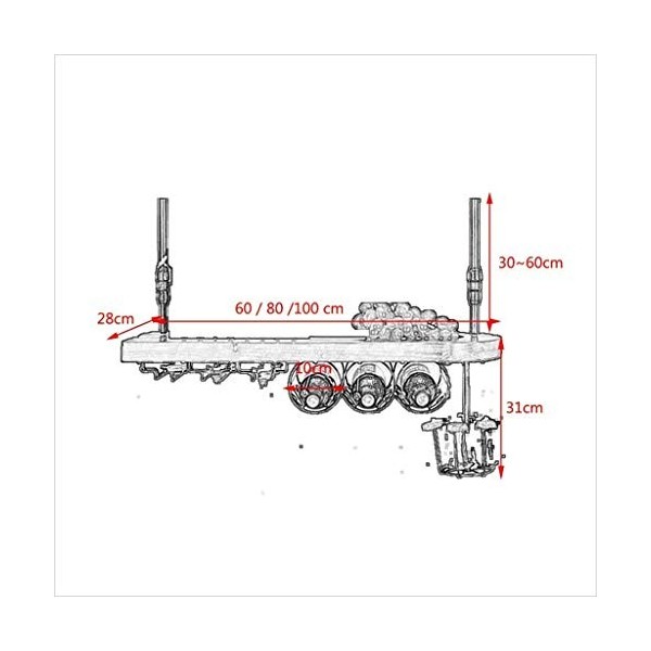 ArtRay Casier à vin/Porte-Verre à vin Suspendu en Fer Vintage/Bar à Maison créatif/Casier à vin Taille: 100 à 28 cm Taille: