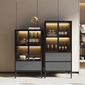Wine Cabinet Armoire à vin de Luxe légère, Moderne et Simple, Armoire latérale pour la Maison, Petite vitrine en Verre, Armoi