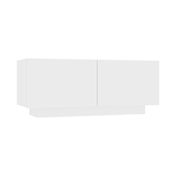 VEEKI Meuble TV, Meuble TV Suspendu, Meuble TV Blanc, Meuble TV Industriel, Meubles de Salon, Salon, Chambre, Cadre en Acier,