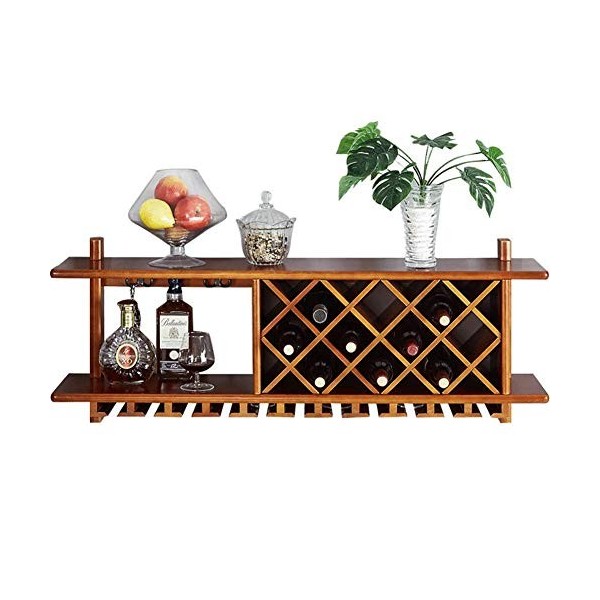 Générique Cave à vin Murale en Bois Massif | Casier à vin | Porte-Verre à vin Suspendu | Porte-Verres à Pied | Porte-Bouteill