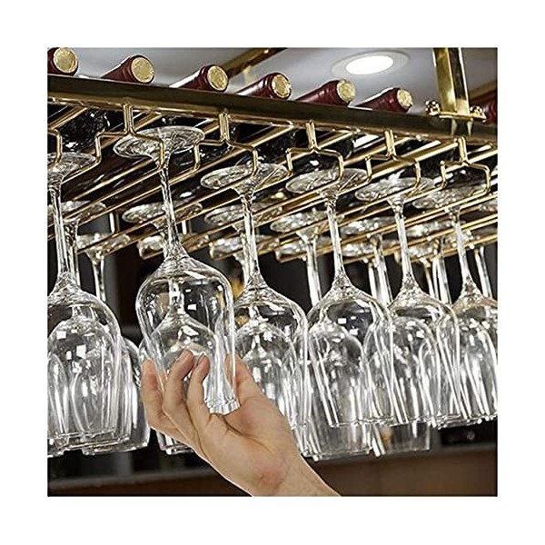 Casier à vin suspendu au plafond avec étagère en verre, casier à vin en acier inoxydable, casier à verres à vin de bar, casie