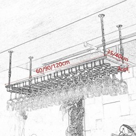 Casier à vin/Support de verre à vin suspendu/Creative Home Bar/Casier à vin Couleur : Noir Taille : 120 35 cm Taille : 60 3