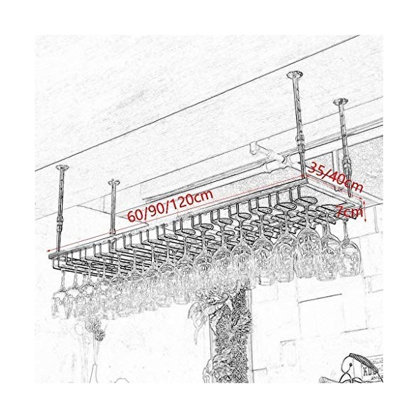 Casier à vin/Support de verre à vin suspendu/Creative Home Bar/Casier à vin Couleur : Noir Taille : 120 35 cm Taille : 60 3