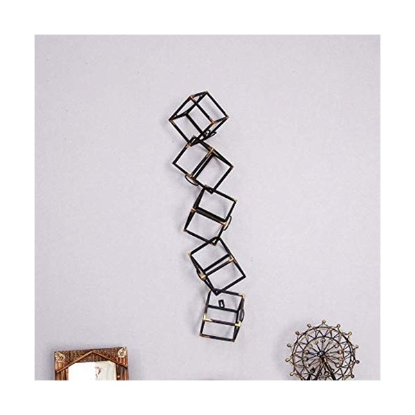 ShiSyan Étagère à vin murale carrée en métal - Étagère à vin murale à suspendre - Rafraîchisseur de vin créatif à cinq étages