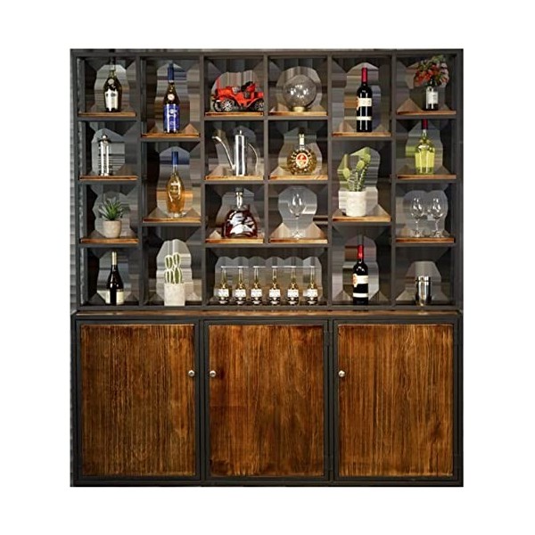 ACIYD Meuble de Bar Buffet Buffet de Luxe avec Rangement Racque à vin rétro en Bois Massif Cabinet de vin de Style Industriel