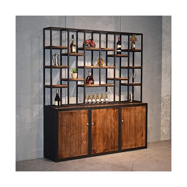 ACIYD Meuble de Bar Buffet Buffet de Luxe avec Rangement Racque à vin rétro en Bois Massif Cabinet de vin de Style Industriel