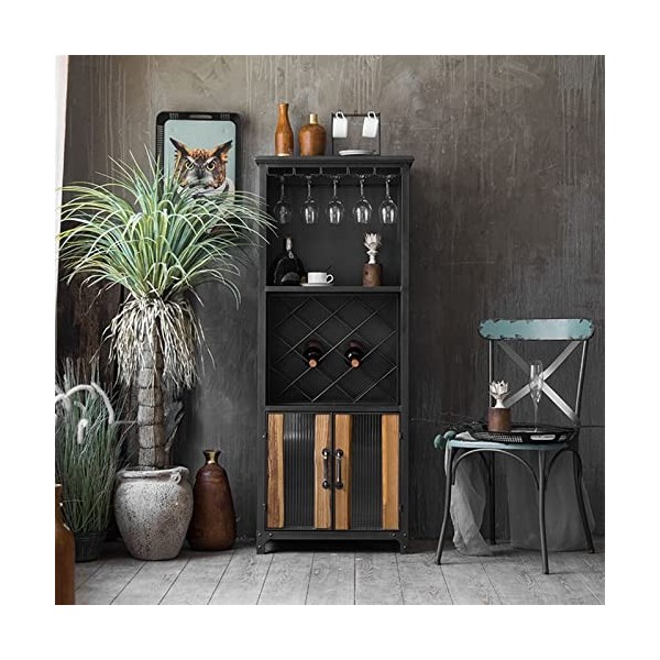 WebErt Armoire à vin Fer Restaurant Bar Casier à Vin Buffet de Salle à Manger Plancher à Vent Industriel Armoire à Vin Armoir