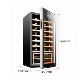 QHYXT Armoire à vin avec étagère en Bois Massif - Cave à vin de comptoir thermoélectrique de 32 Bouteilles avec Affichage num