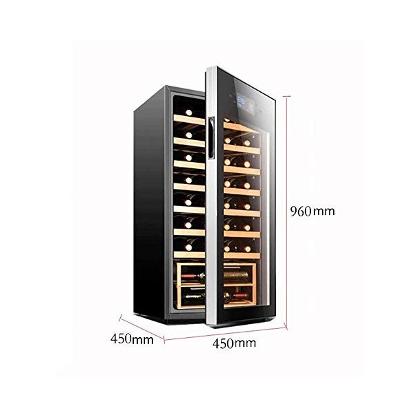 QHYXT Armoire à vin avec étagère en Bois Massif - Cave à vin de comptoir thermoélectrique de 32 Bouteilles avec Affichage num