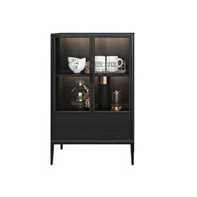 Casier à vin autoportant Armoire à vin à Double Porte avec lumières LED, Buffet Armoire de Rangement Moderne idéale pour Bar,