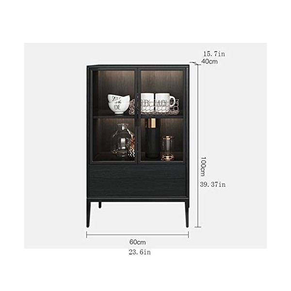 Casier à vin autoportant Armoire à vin à Double Porte avec lumières LED, Buffet Armoire de Rangement Moderne idéale pour Bar,