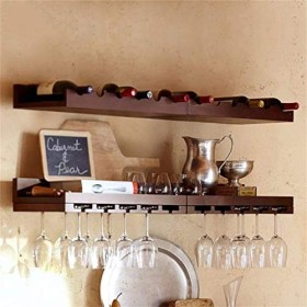 ArtRay Casier à vin en Bois Massif, étagère à vin Murale, Armoire à vin Suspendue, Support à gobelets Couleur: Blanc Couleu