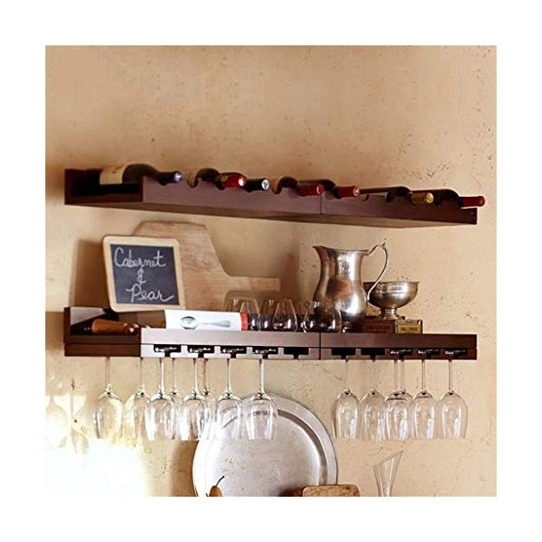 ArtRay Casier à vin en Bois Massif, étagère à vin Murale, Armoire à vin Suspendue, Support à gobelets Couleur: Blanc Couleu