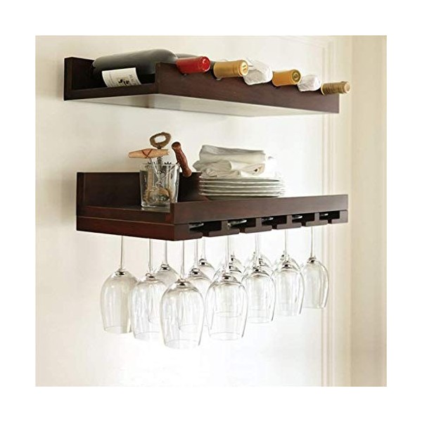 ArtRay Casier à vin en Bois Massif, étagère à vin Murale, Armoire à vin Suspendue, Support à gobelets Couleur: Blanc Couleu