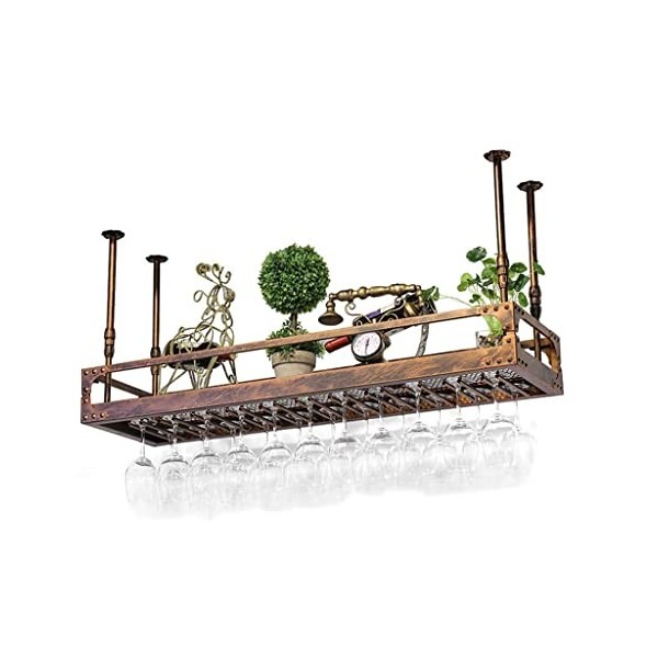Étagères flottantes pour bar, casier à vin au plafond, porte-bouteilles et verres à pied suspendu, support de verre LOFT, éta