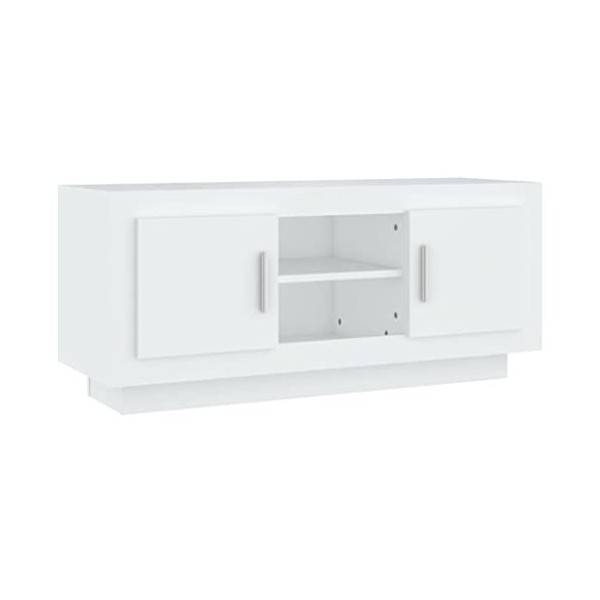 vidaXL Meuble TV Armoire Basse Centre de Divertissement Armoire Stéréo Salon Salle de Séjour Intérieur Blanc 102x35x45 cm Boi