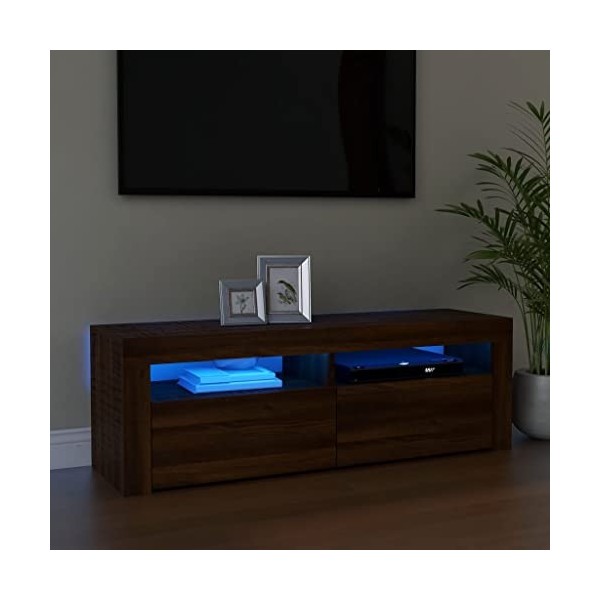 Meuble TV avec lumières LED chêne marron 120x35x40 cm