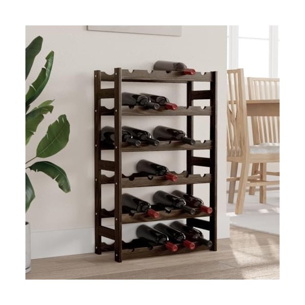 vidaXL Casier à Bouteilles pour 30 Bouteilles Noir Bois pin Solide