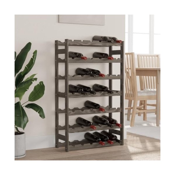 vidaXL Casier à Bouteilles pour 42 Bouteilles Gris Bois pin Solide