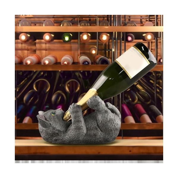 GuoQiao Noël Bonhomme de Neige Ours Chat Résine Sculpture Casier à Vin Ornements Maison Salon Table à Manger Armoire à Vin Dé