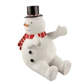 Newwyt Noël Bonhomme de Neige Ours Chat Résine Sculpture Casier à Vin Ornements Maison Salon Table à Manger Armoire à Vin Déc