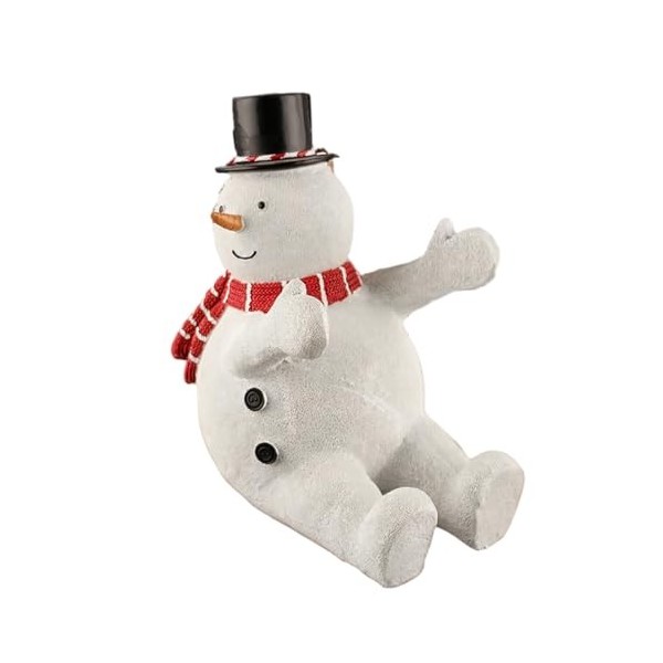 Newwyt Noël Bonhomme de Neige Ours Chat Résine Sculpture Casier à Vin Ornements Maison Salon Table à Manger Armoire à Vin Déc