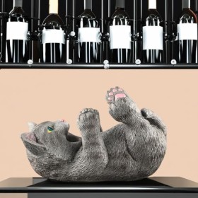 Newwyt Noël Bonhomme de Neige Ours Chat Résine Sculpture Casier à Vin Ornements Maison Salon Table à Manger Armoire à Vin Déc