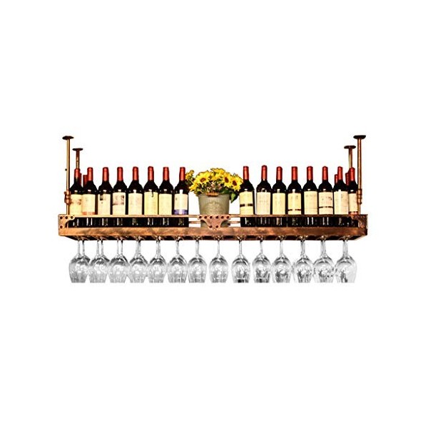 FeeCoz Casier à Vin, Casiers à Vin Hauteur Réglable, Porte-Bouteille de Vin Suspendu Monté au Plafond Support à Verres à Vin 