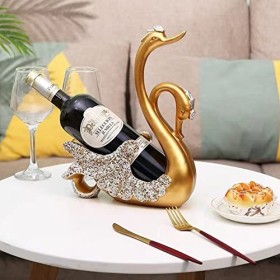 Shanrya Ornements de Cygne pour Armoire à Vin, Casier à Vin en Forme de Cygne, Artisanat dart Léger de Luxe Peint à la Main,