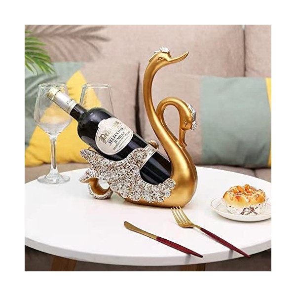 Shanrya Ornements de Cygne pour Armoire à Vin, Casier à Vin en Forme de Cygne, Artisanat dart Léger de Luxe Peint à la Main,