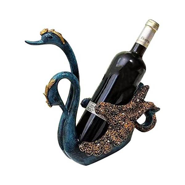 Shanrya Ornements de Cygne pour Armoire à Vin, Casier à Vin en Forme de Cygne, Artisanat dart Léger de Luxe Peint à la Main,