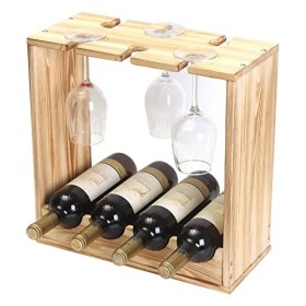 MAYMA Casier à vin,Porte-Bouteille de vin étagère à vin Organisateur de Stockage de vin casier à vin Bois de pin-Verre à vin 