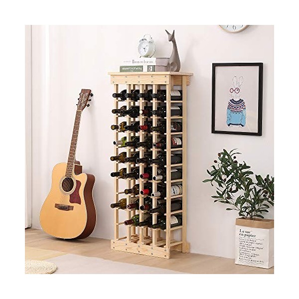 MAYMA Casier à vin,Porte-Bouteille de vin étagère à vin Organisateur de Stockage de vin casier à vin Bois de pin-Verre à vin 