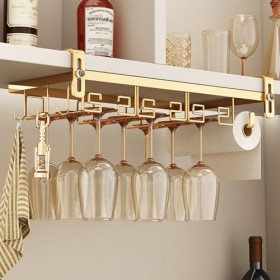 ZYZSY Casier À Verres À Vin, Casier À Vin Mural, Beau Cadre en Métal, Casier À Verres À Vin Réglable sous Larmoire, pour Ver