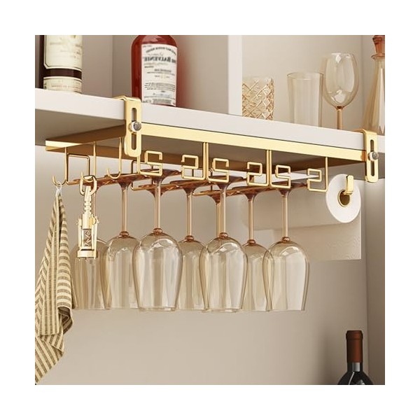 ZYZSY Casier À Verres À Vin, Casier À Vin Mural, Beau Cadre en Métal, Casier À Verres À Vin Réglable sous Larmoire, pour Ver