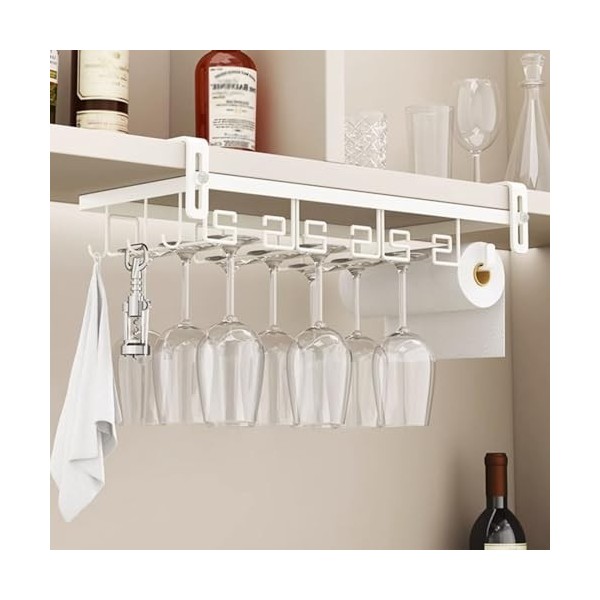 ZYZSY Casier À Verres À Vin, Casier À Vin Mural, Beau Cadre en Métal, Casier À Verres À Vin Réglable sous Larmoire, pour Ver