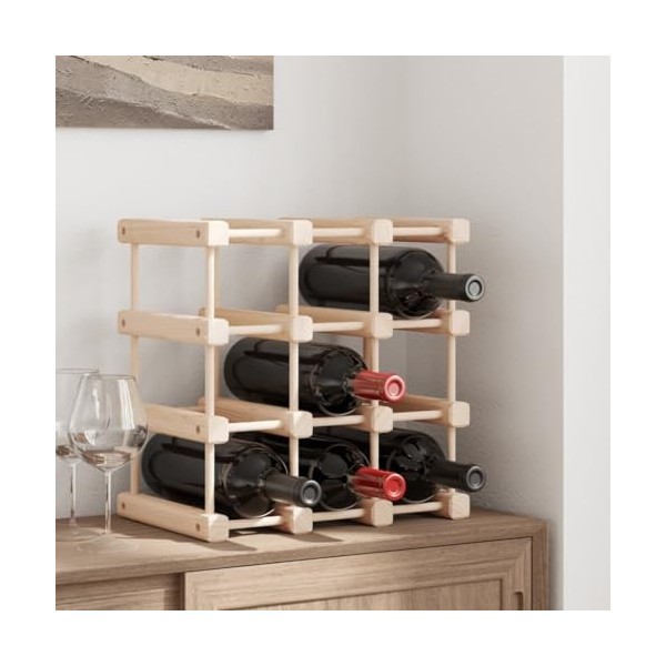 Camerina Casier à vin pour 12 Bouteilles 36x23x36 cm Bois Massif de pin,Armoire Metal,Meuble Garage,Armoire Rangement