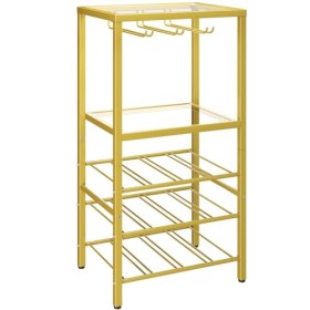 YMYNY Étagère à Vin en Verre, Porte-Bouteilles sur Pied, Meuble Rangement, Présentoirs de Bar à 5 Niveaux, Casier à Vin, pour