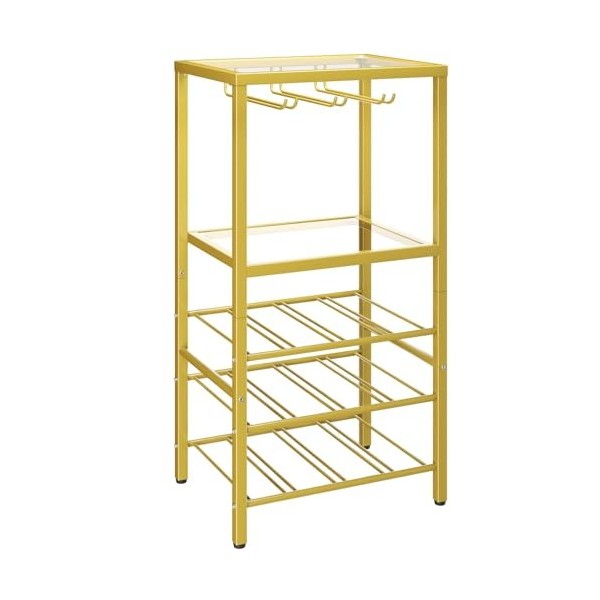 YMYNY Étagère à Vin en Verre, Porte-Bouteilles sur Pied, Meuble Rangement, Présentoirs de Bar à 5 Niveaux, Casier à Vin, pour